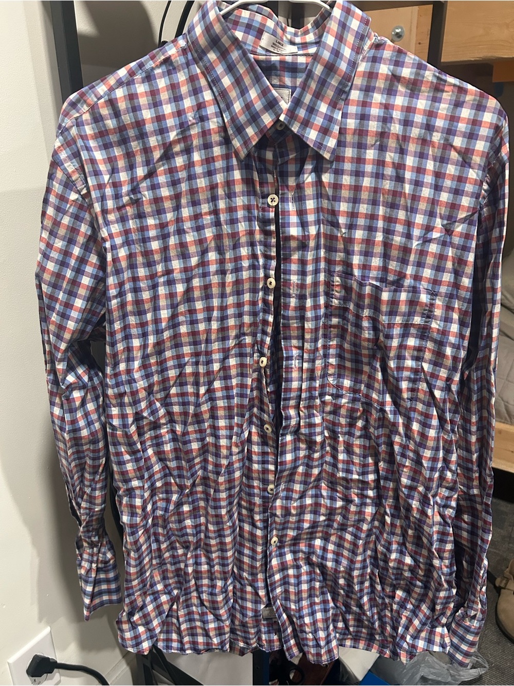 Peter Millar Blue and Red Plaid Button-Down Shirt